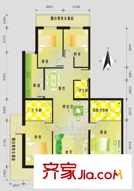 中環(huán)廣場戶型圖A-2戶型 4室3廳3衛(wèi)1廚