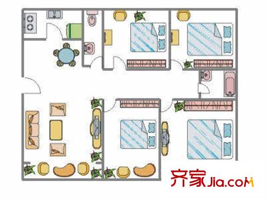 酒泉御園 4室 戶(hù)型圖