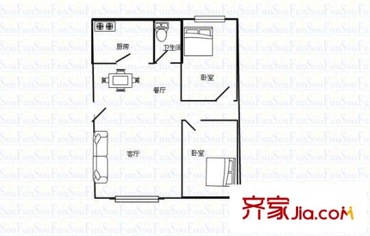 欣德小區(qū) 2室 戶型圖