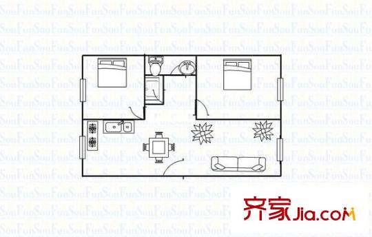九州陽(yáng)光家園 2室 戶型圖