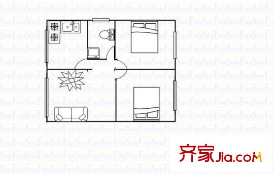 九州陽(yáng)光家園 2室 戶型圖