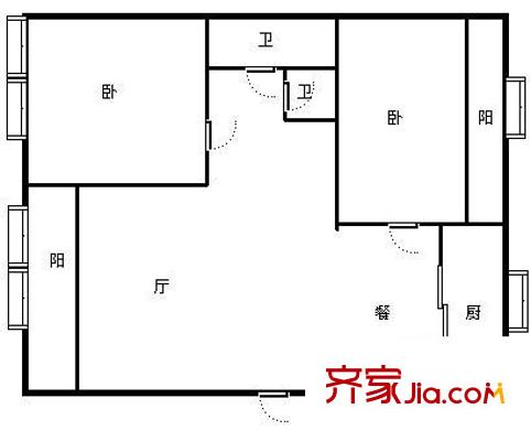 國信小區(qū) 2室 戶型圖