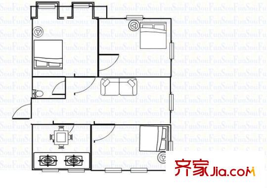 國信小區(qū) 2室 戶型圖
