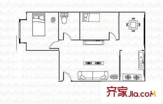 國信小區(qū) 2室 戶型圖