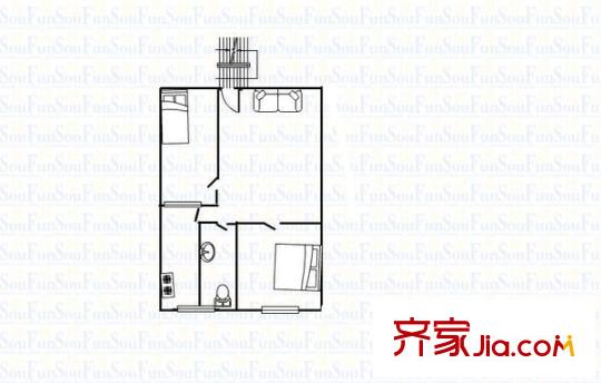 蘭石家屬院 2室 戶型圖