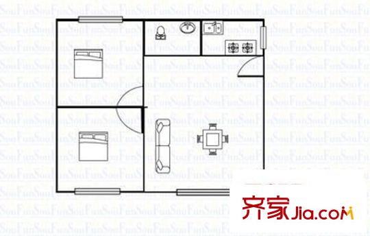 園丁小區(qū) 2室 戶型圖