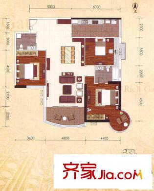 盛世凱旋宮戶(hù)型圖B2戶(hù)型  3室2廳2衛(wèi)1廚