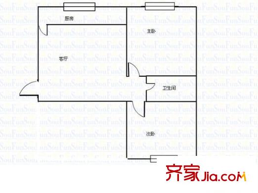 蘭駝小區(qū) 2室 戶型圖