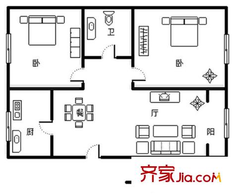 金建家園 2室 戶型圖