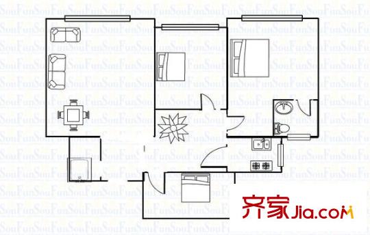 金建家園3室 戶型圖