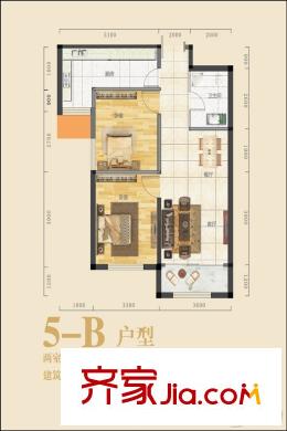 聚銀新都5-B戶型 2室1廳1衛(wèi)1廚