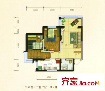 金寶花園 3室 戶型圖