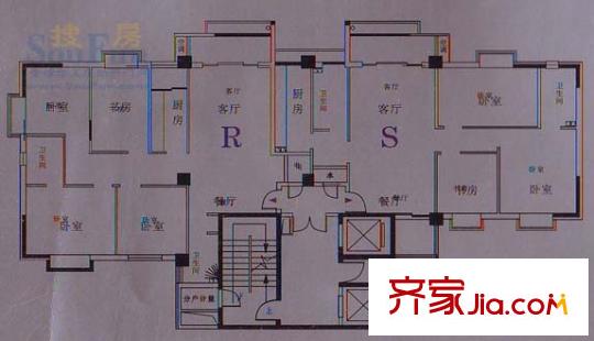 陽光家園戶型圖R戶型與S戶型 4室2廳2衛(wèi)1廚