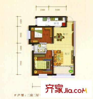 金寶花園 2室 戶型圖