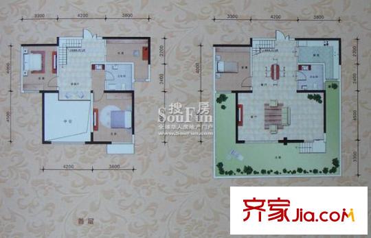 鴻運(yùn)潤(rùn)園戶型圖下躍式洋房ca3-2  178平方米 4室3廳2衛(wèi)1廚
