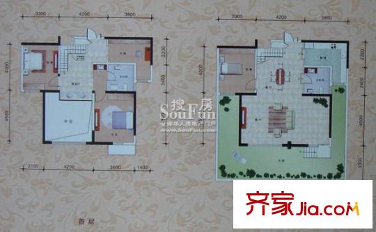 鴻運(yùn)潤(rùn)園戶型圖下躍式洋房ca2-2  174平方米 4室3廳2衛(wèi)1廚