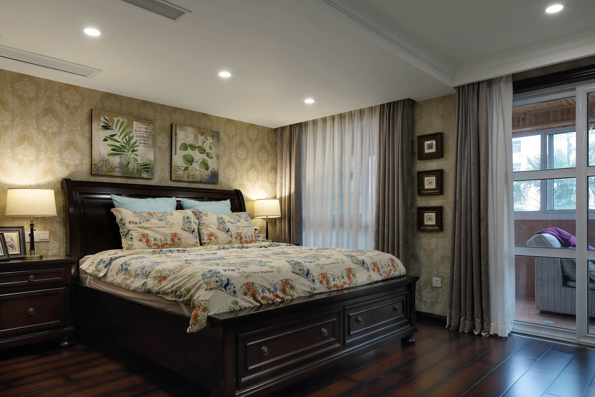 美式风格,别墅装修,140平米以上装修,20万以上装修,卧室,卧室背景墙,暖色调