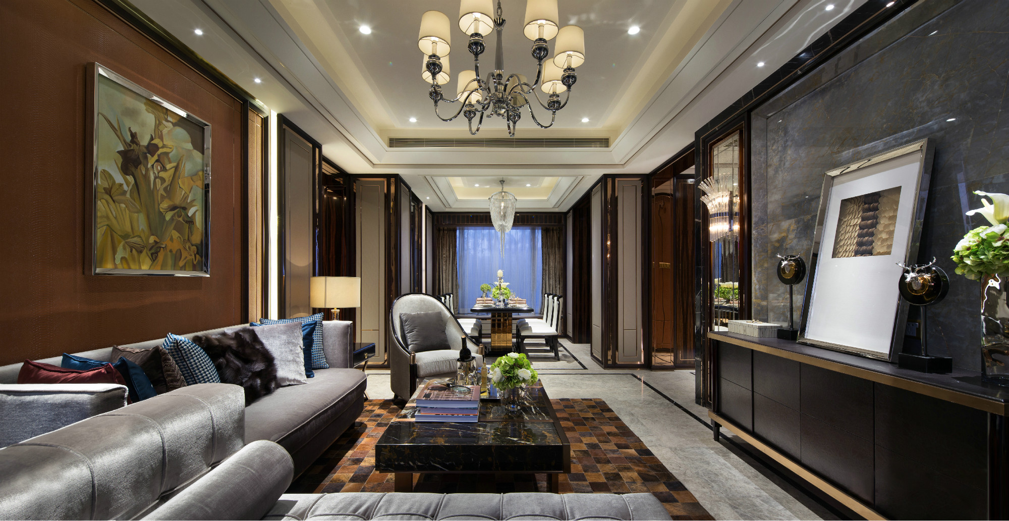 三居室装修,20万以上装修,110平米装修,客厅,现代简约风格,沙发,灰色