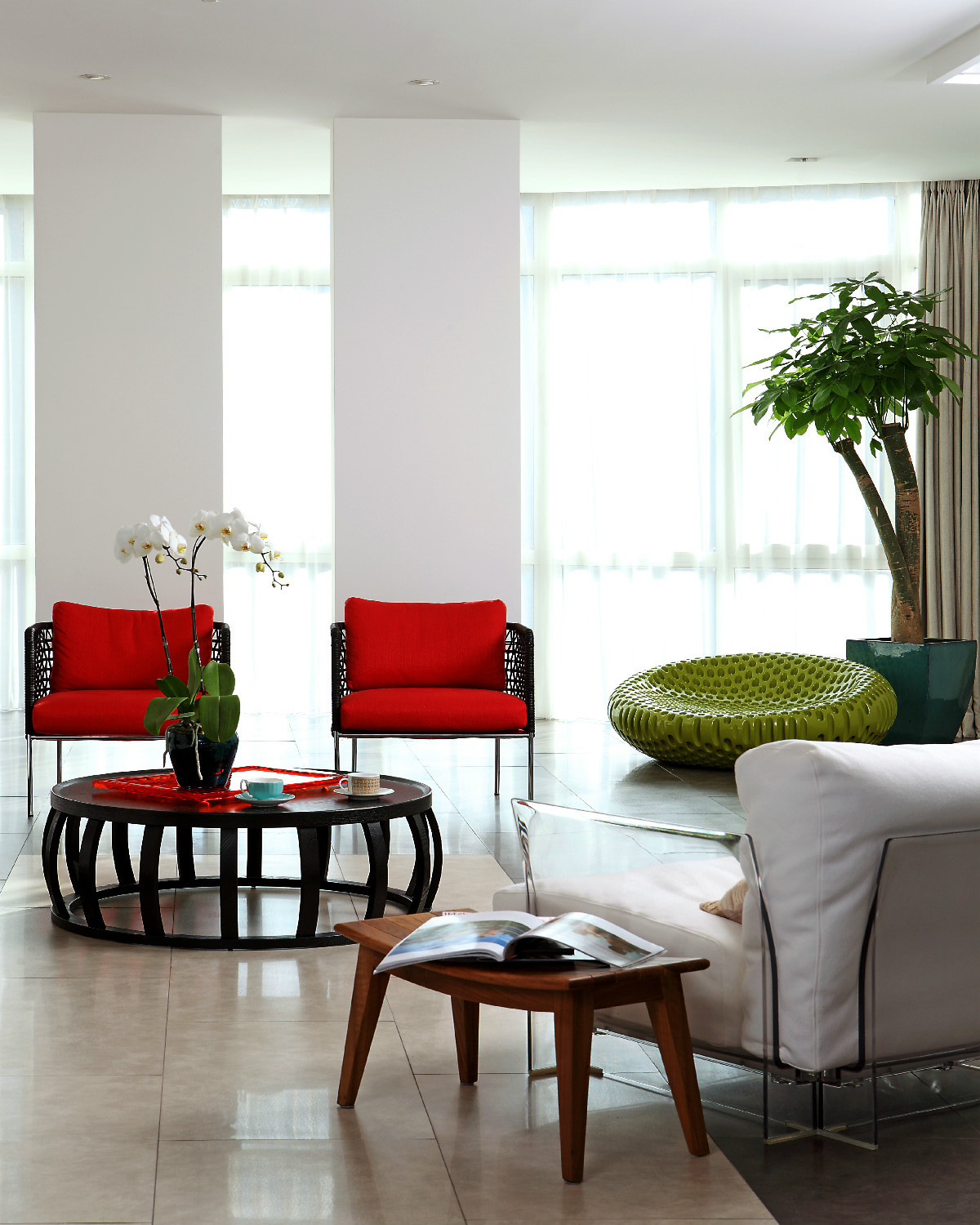 20万以上装修,大户型,140平米以上装修,客厅,沙发,现代简约风格,椅子,红色