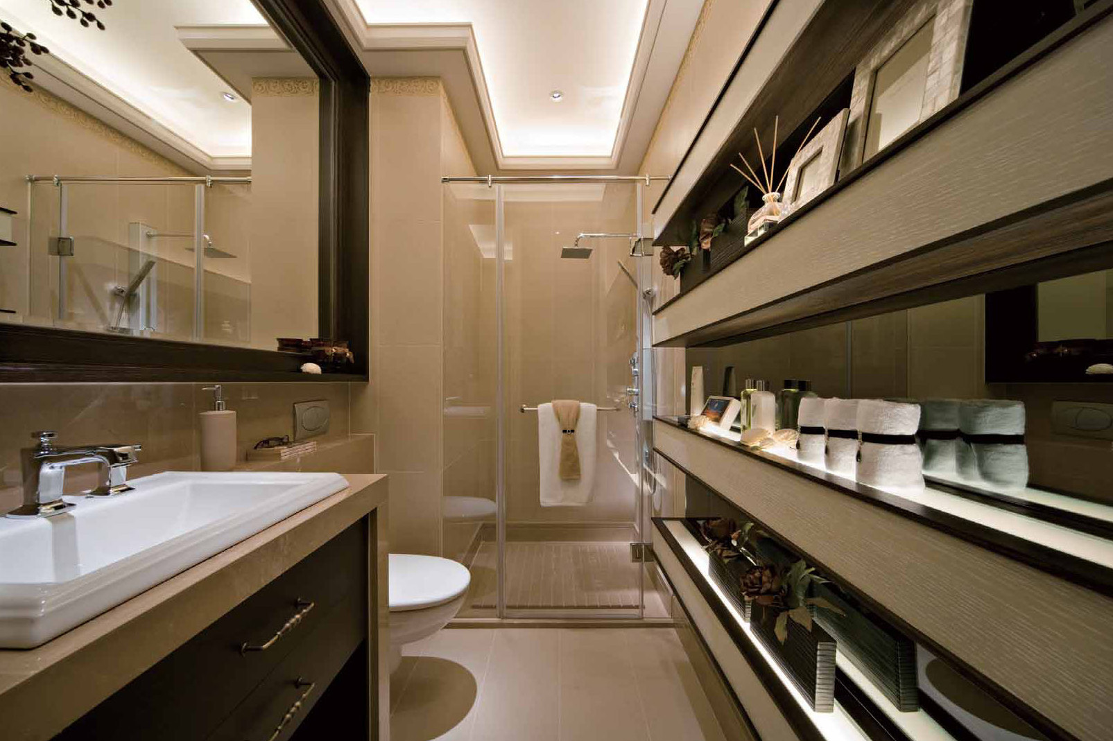 简约风格,20万以上装修,130平米装修,三居室装修,卫生间,淋浴房
