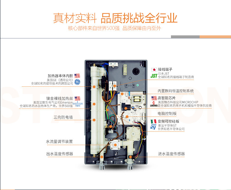 斯帝博(starborn)即热式电热水器 九档控温免储水 esc-e10wa 黑色