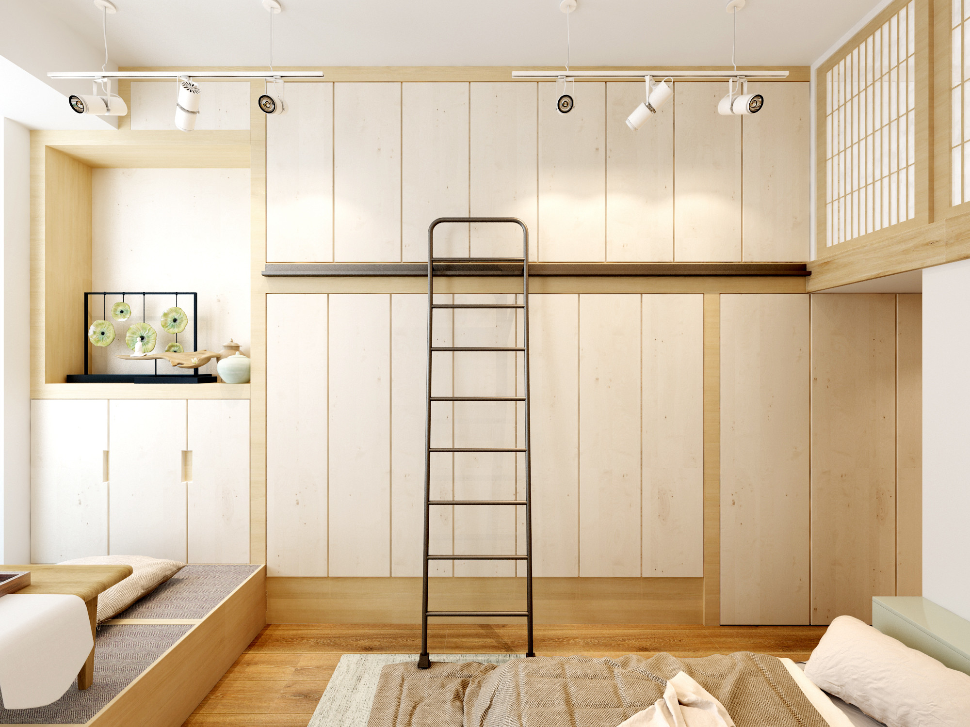 日式风格,10-15万装修,一居室装修,50平米装修,卧室,衣柜,原木色
