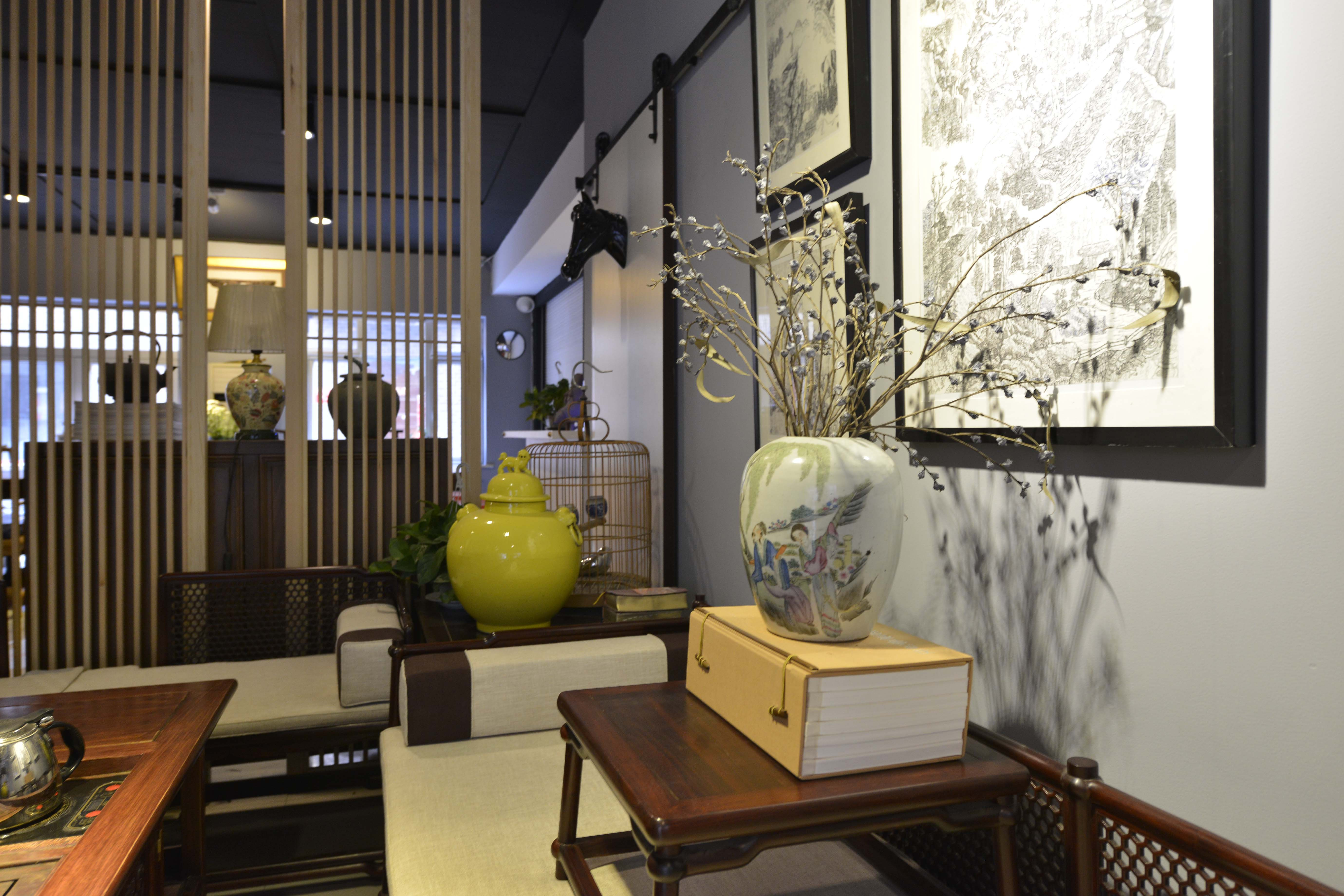 中式风格工作室装修茶台装饰摆件