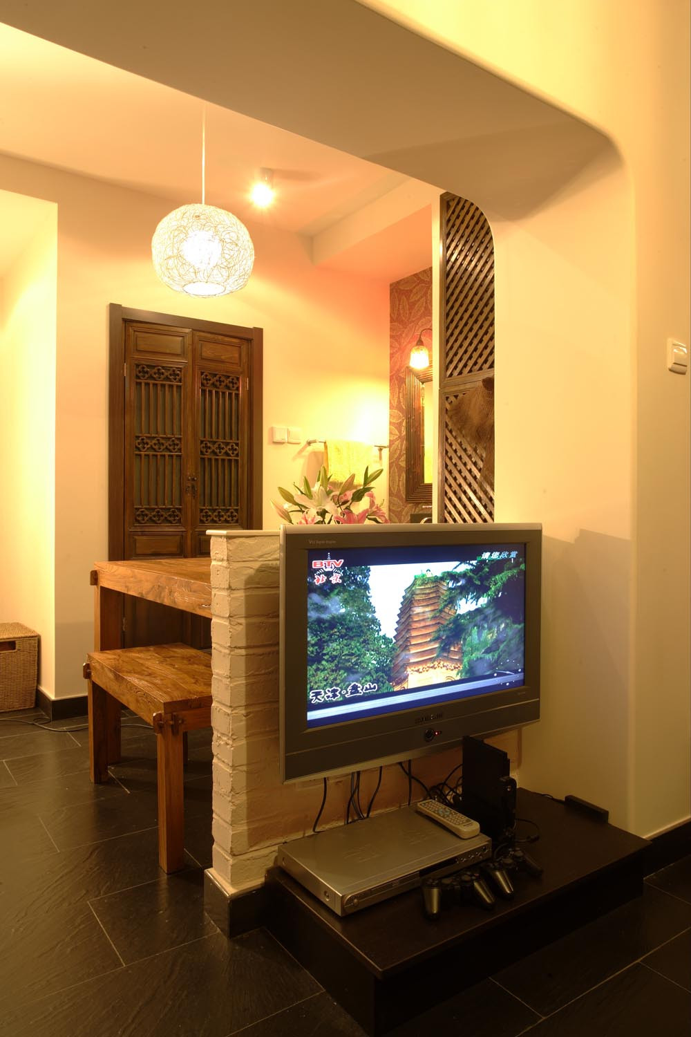 东南亚风格,5-10万装修,40平米装修,小户型装修,客厅,电视背景墙,白色