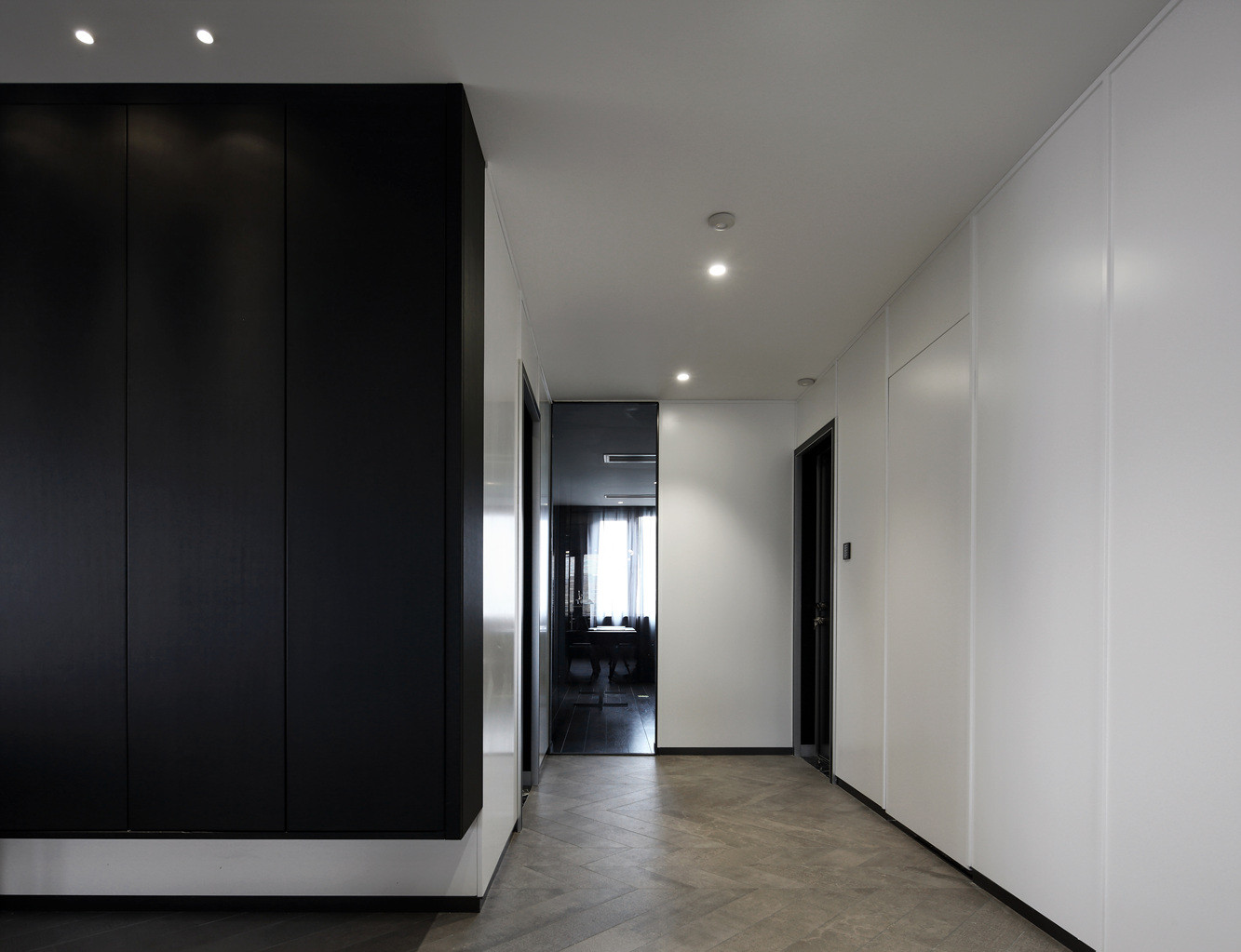 三居室装修,140平米以上装修,20万以上装修,现代简约风格,过道,黑白