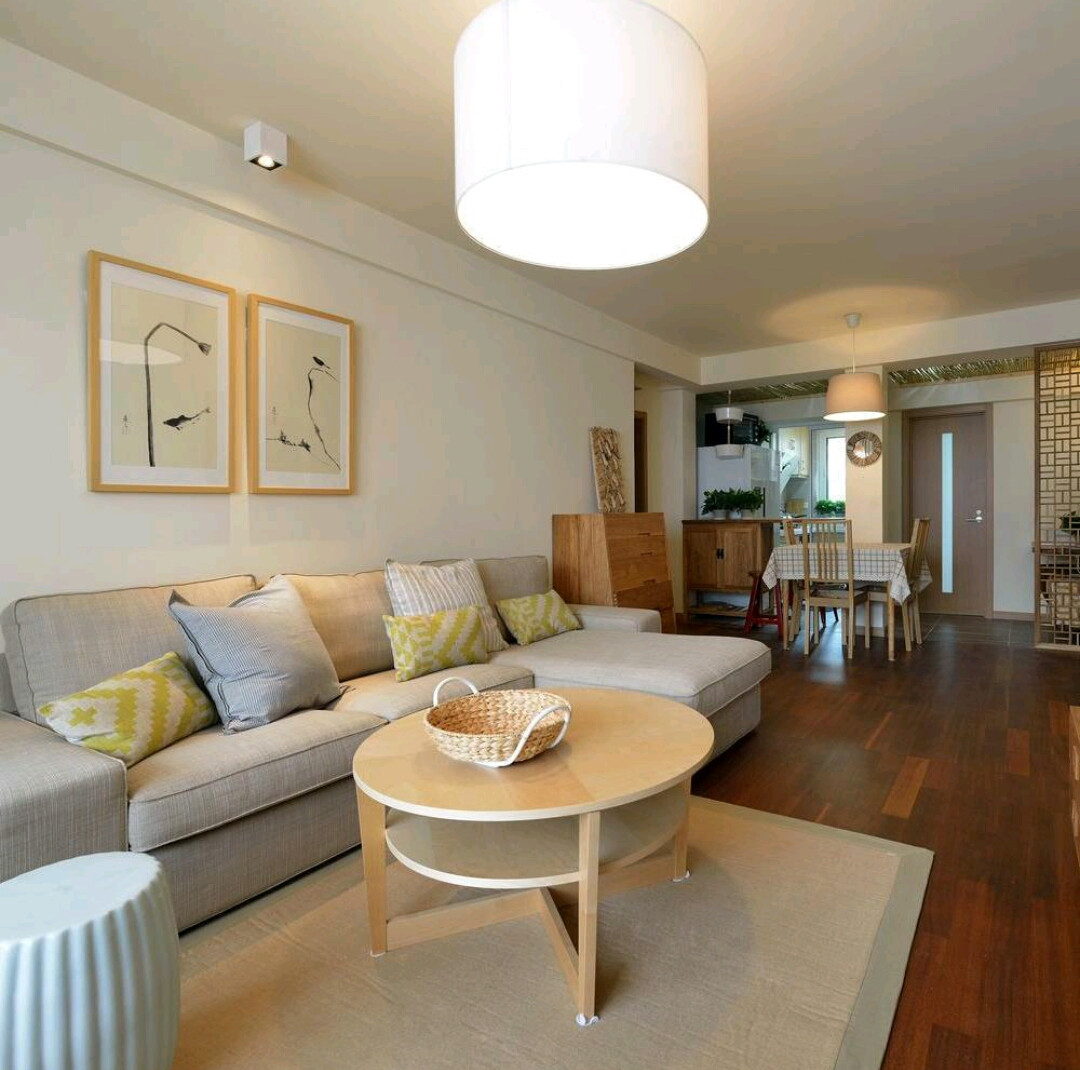日式风格,15-20万装修,二居室装修,90平米装修,客厅,沙发,茶几,沙发背景墙,原木色