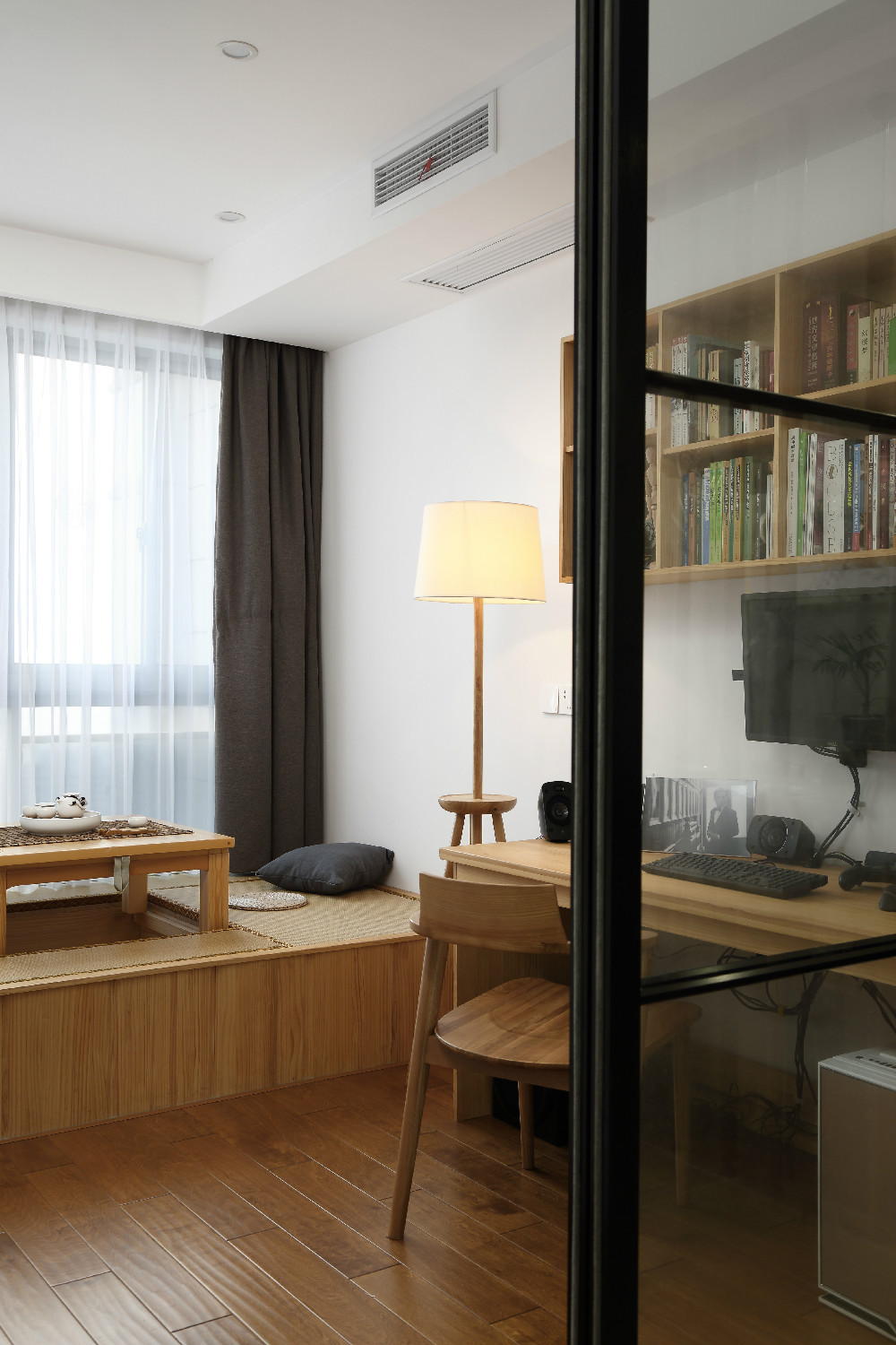 日式风格,三居室装修,20万以上装修,140平米以上装修,书房,榻榻米,原木色,书桌