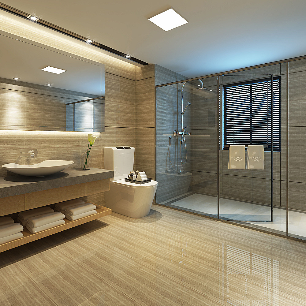 中式风格,四房装修,140平米以上装修,15-20万装修,卫生间,淋浴房,台盆,暖色调