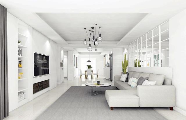 白色的墙壁,浅灰色的地板,干净又有品质感,因此是不少业主的第一选择.