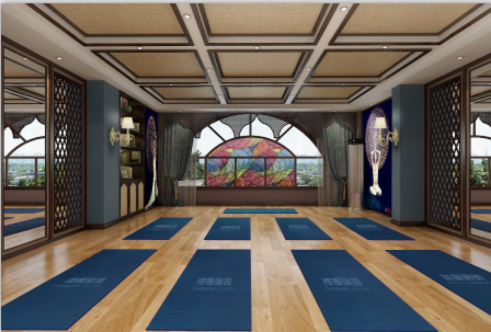 东南亚风格瑜伽馆装修瑜伽房效果图