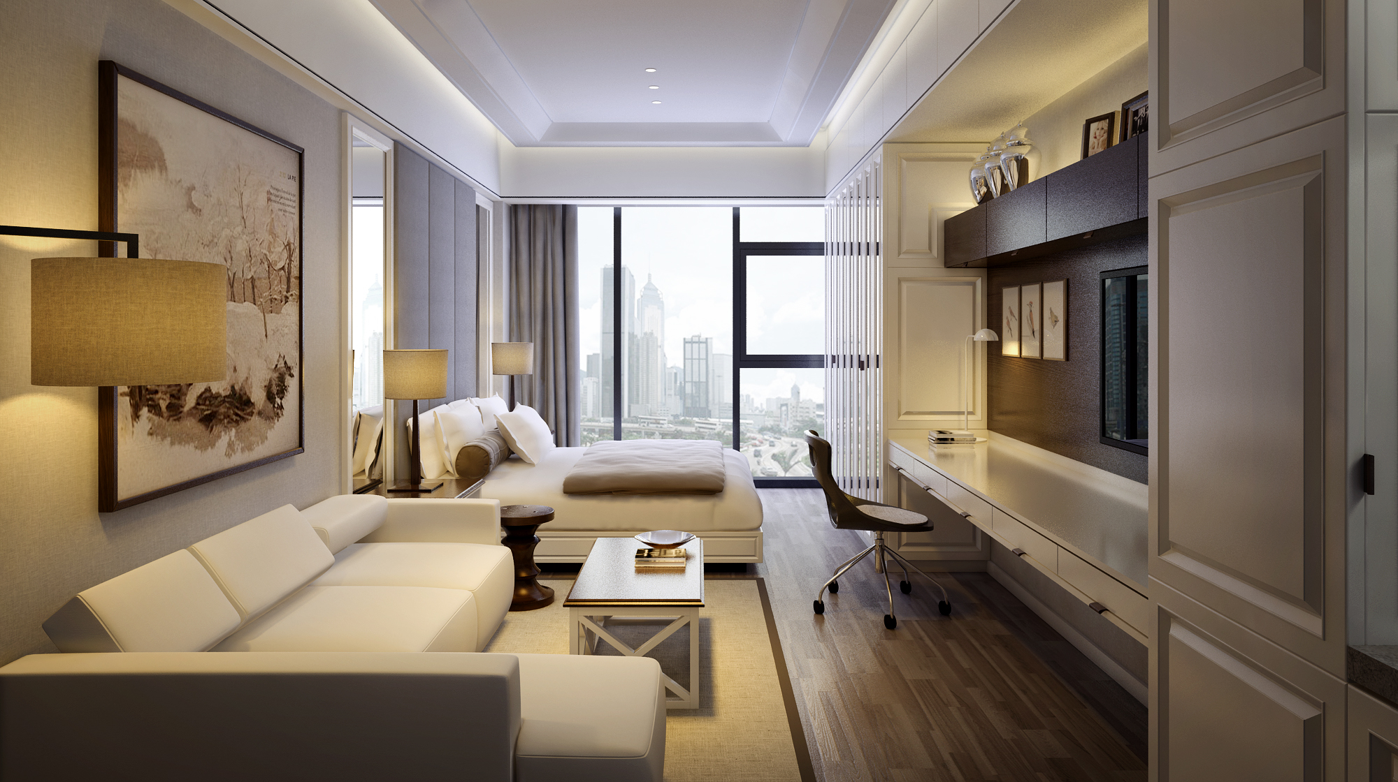 10-15万装修,一居室装修,40平米装修,小户型装修,客厅,现代简约风格,沙发,白色