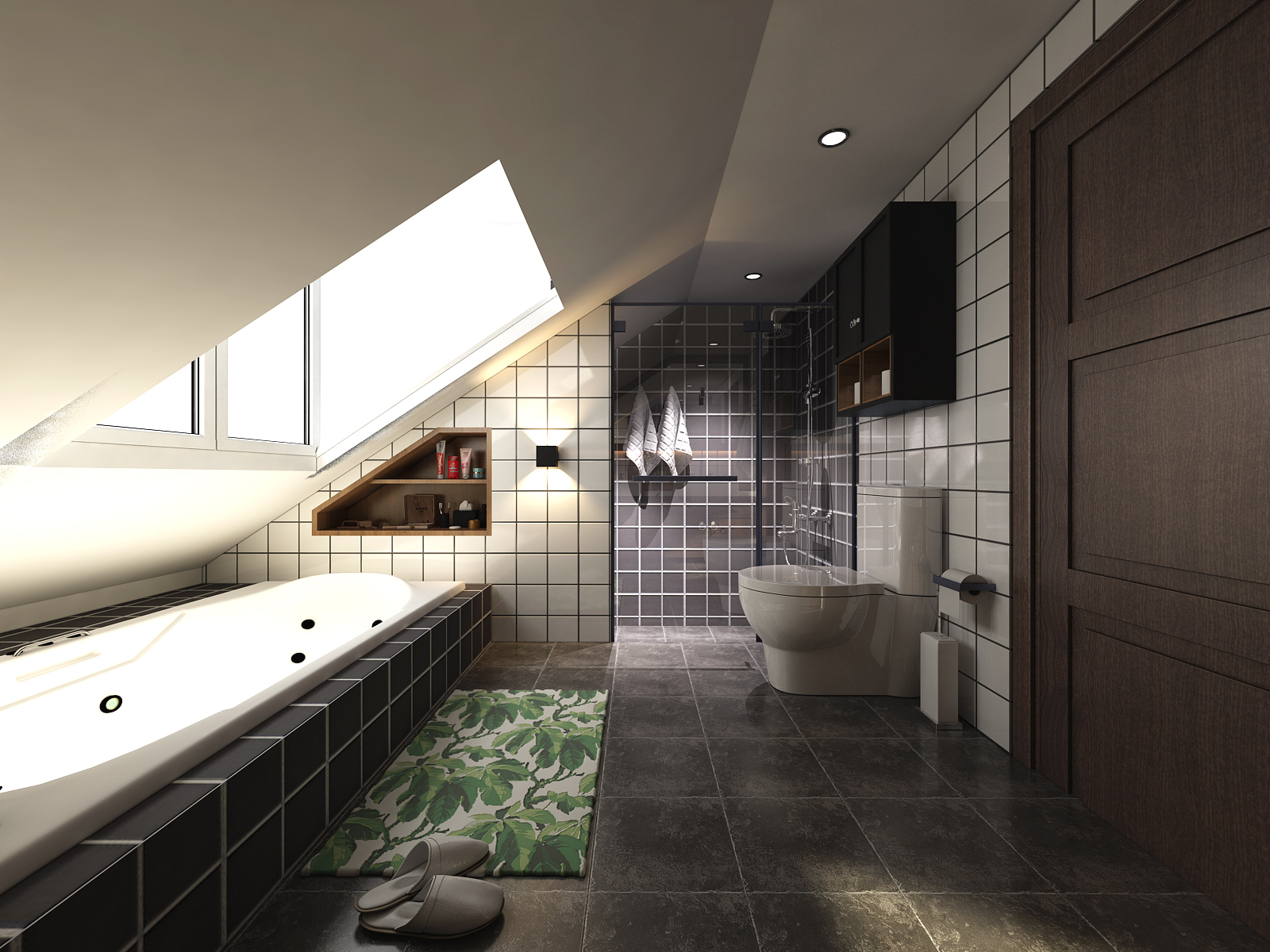 loft风格,15-20万装修,三居室装修,130平米装修,卫生间,浴缸,黑白