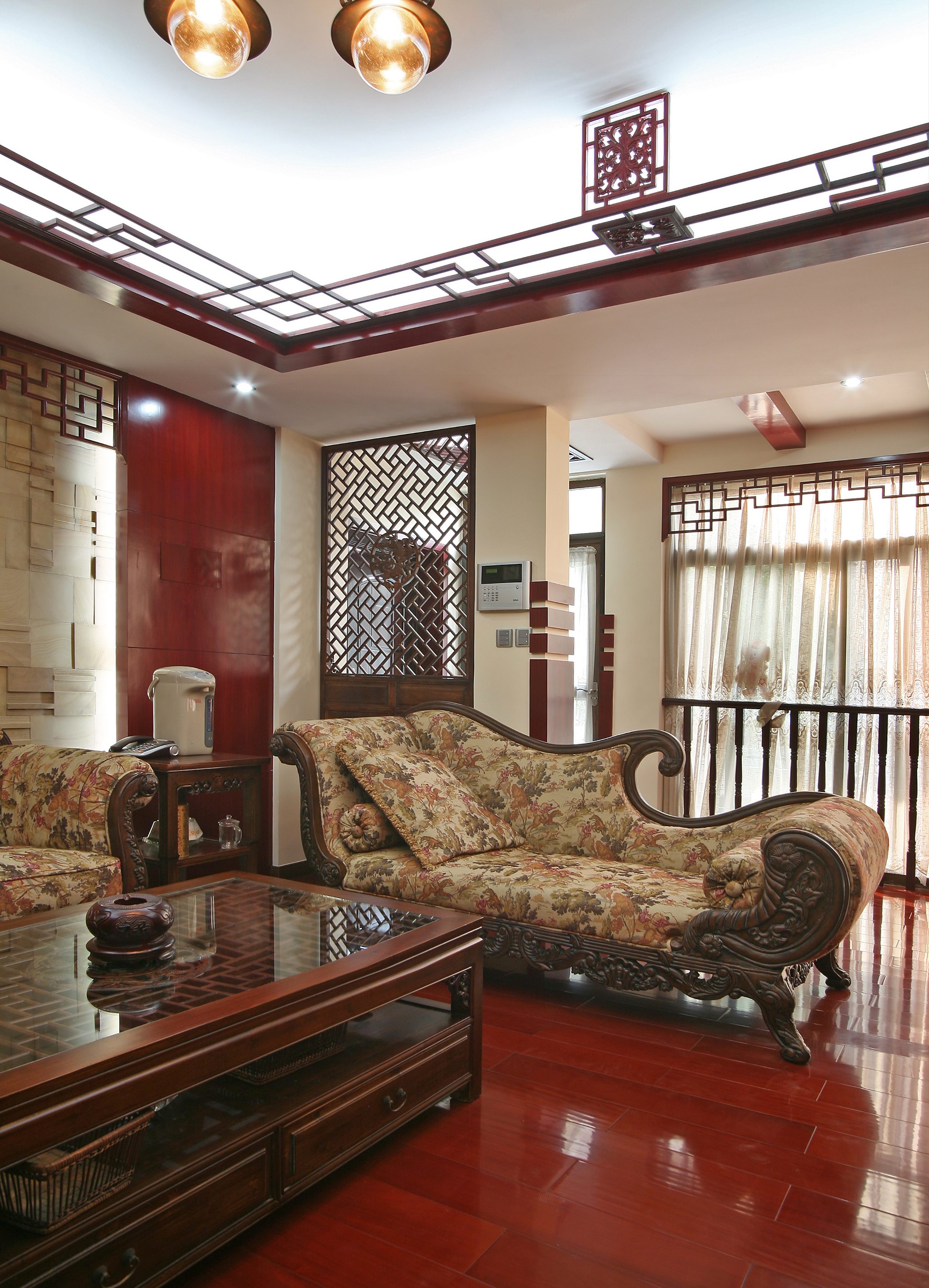 中式风格,20万以上装修,复式装修,140平米以上装修,客厅,椅子,咖啡色