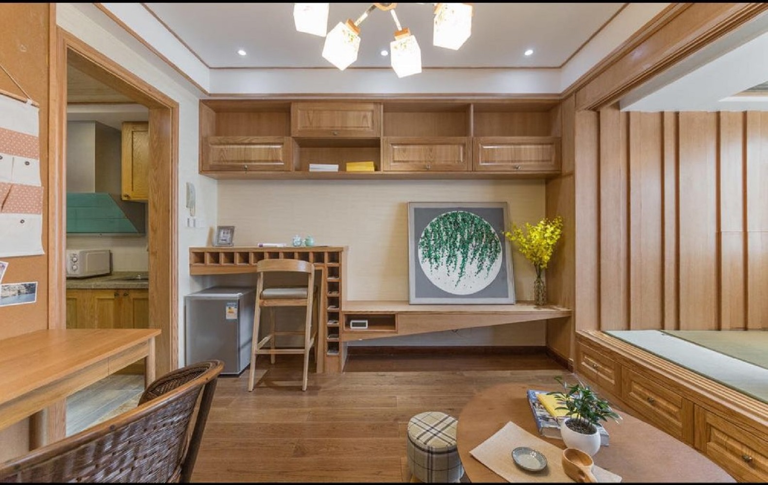 日式风格,10-15万装修,一居室装修,40平米装修,小户型装修,卧室,原木色,柜