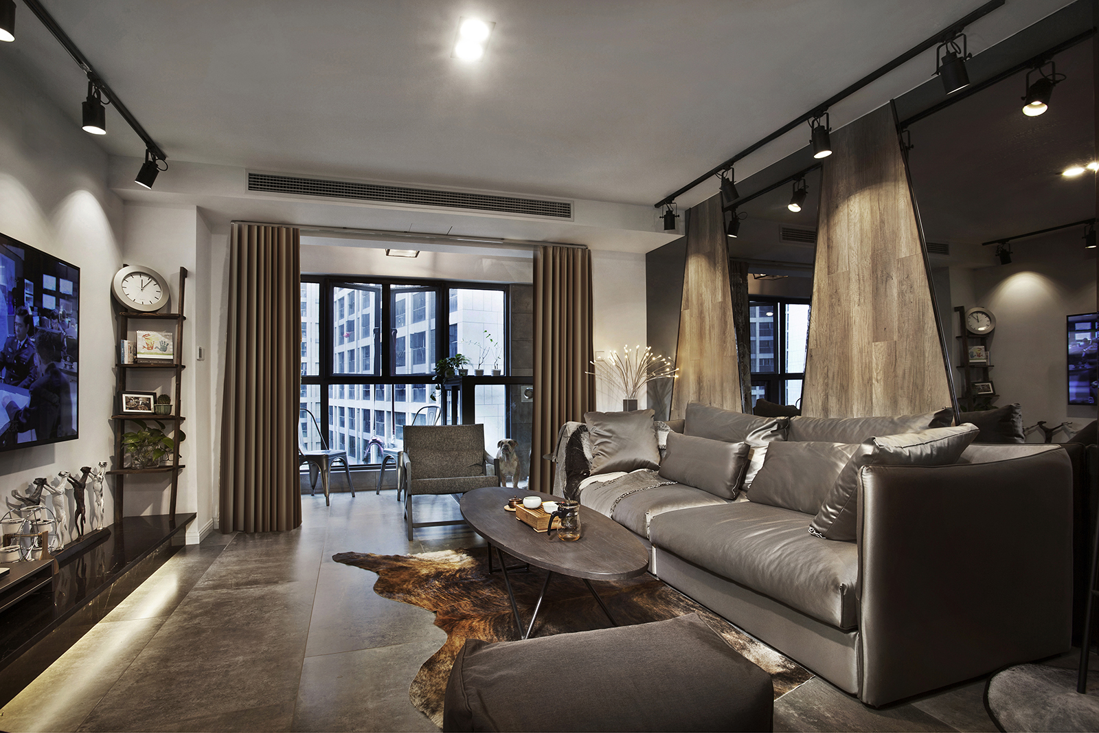 20万以上装修,公寓装修,40平米装修,一居室装修,客厅,现代简约风格,沙发,灰色