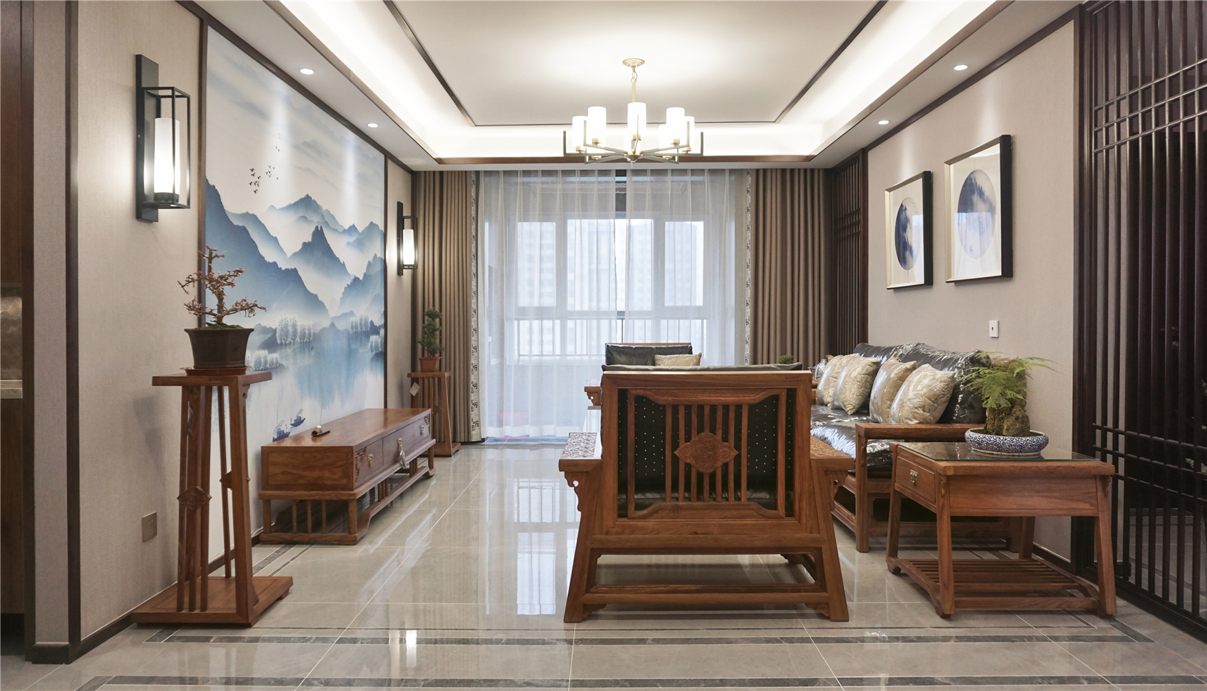 中式风格,20万以上装修,三居室装修,130平米装修