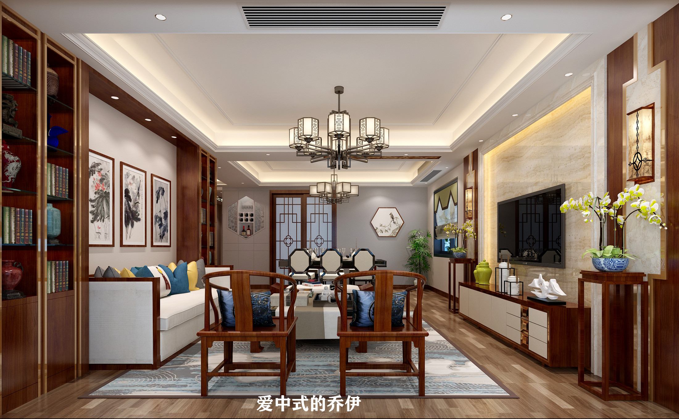 中式风格,140平米以上装修,三居室装修,20万以上装修,