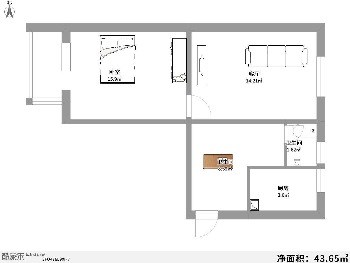 房子位置在劲松,老房改造,小一居室 卧室把阳台原来门联窗打掉,阳台
