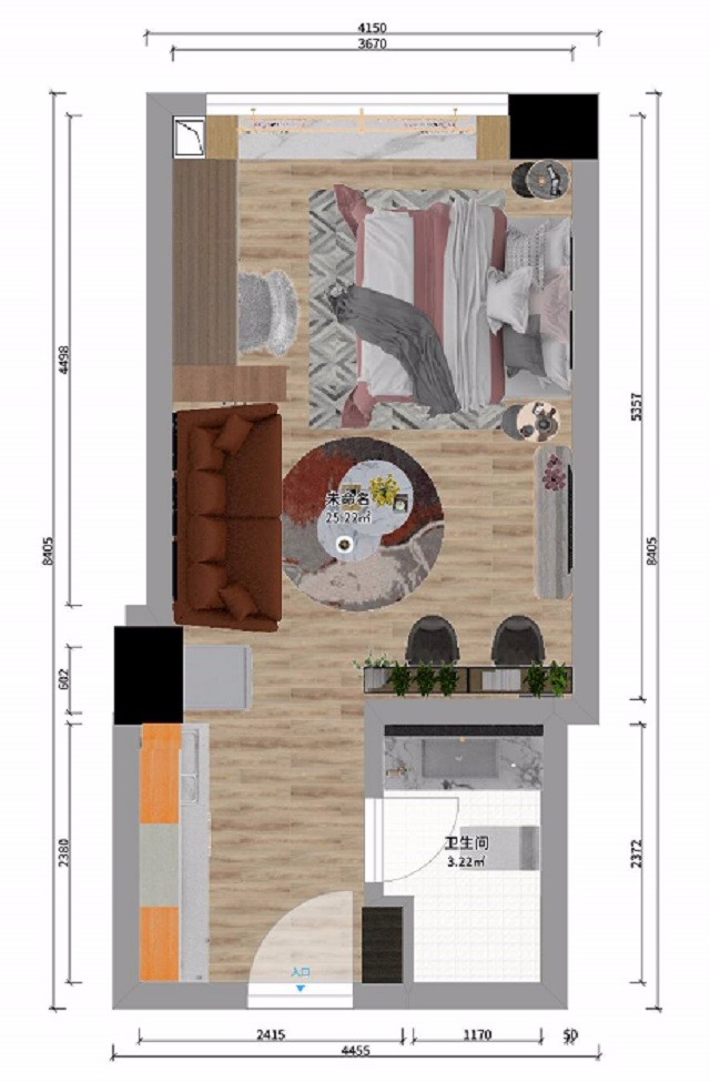 35现代小户型/一房装修效果图,现代公寓装修案例效果