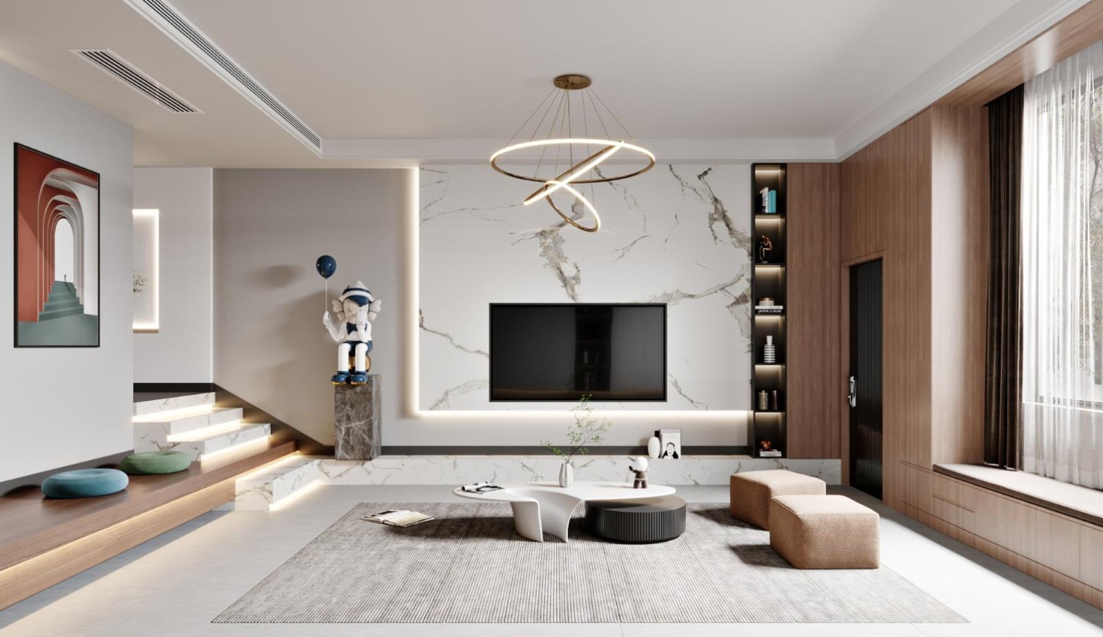 130m2現(xiàn)代輕奢裝修