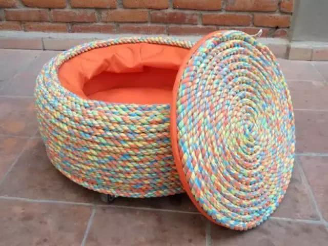 diy百变旧轮胎做成沙发椅漂亮实用