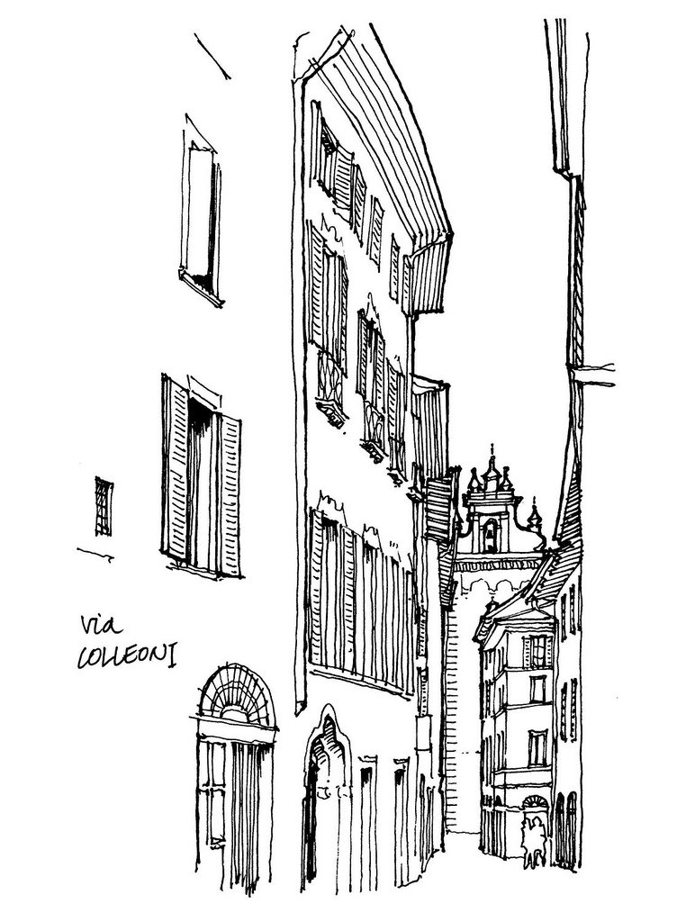 艺术绘画国外建筑师写生线稿