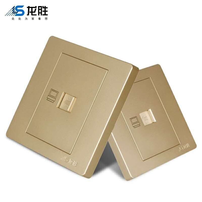 龙胜精工开关e65金色电脑插座