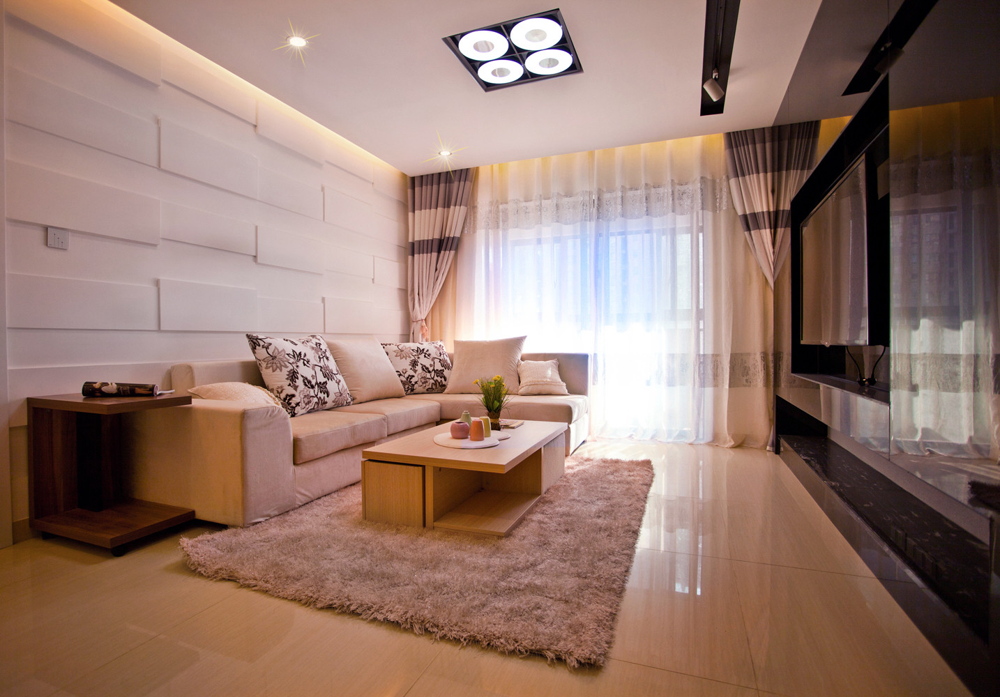 90平米装修,5-10万装修,简约风格,二居室装修,客厅,沙发背景墙,沙发,白色