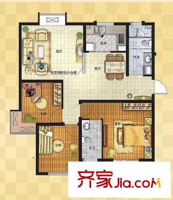 风尚自由城户型图I户型 3室2厅2卫