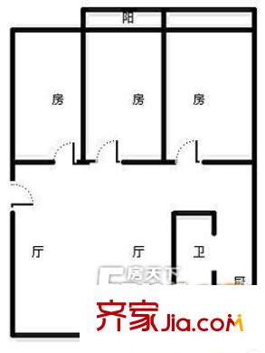 金景新华园户型图户型图(3-2-1) 3室2厅1卫1厨